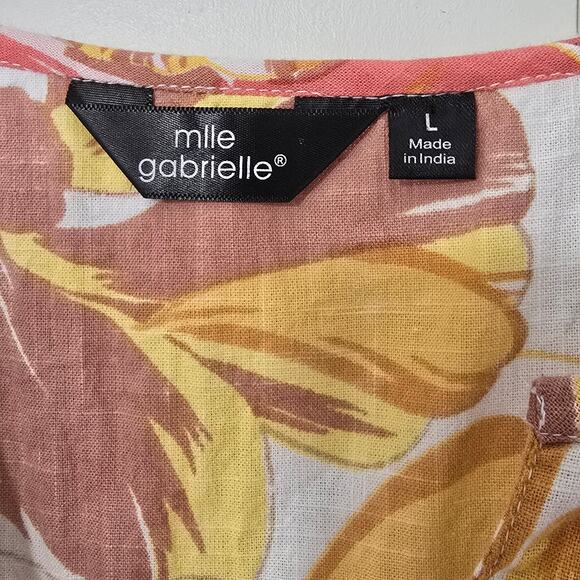 Mlle Gabrielle Dress Tropical Cotton Fit Flare Cotton Tiered Midi Size Large - Picture 7 of 9